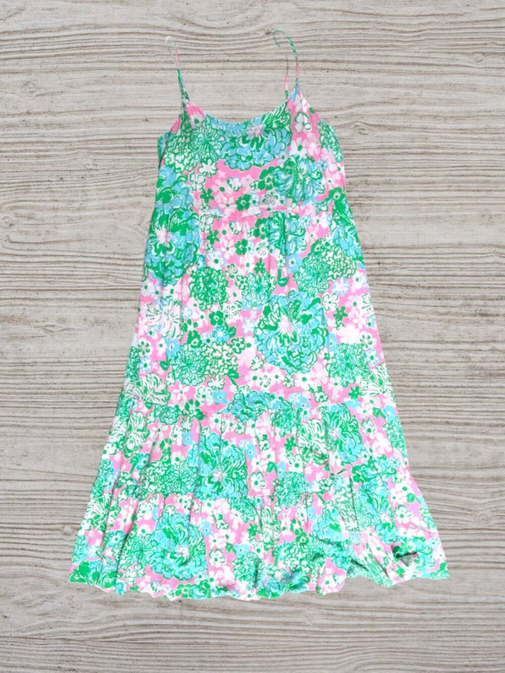 Lilly Pulitzer Teresa Maxi Dress XL Plumes in Bloom Floral Tiered Pink Green - Picture 6 of 9